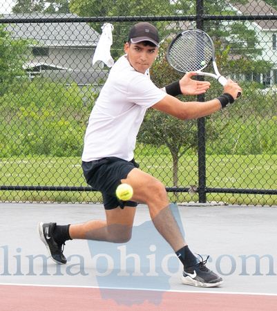 Lucas Perez competes in the LATA Lima City Mens Singles Tennis F