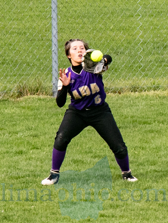 Ada's Marley Bulerin (#6) catches a fly ball in the outfield on
