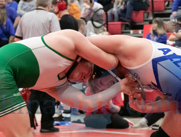 Allen East's Trenton Gatchell (Right) works to take down his opp